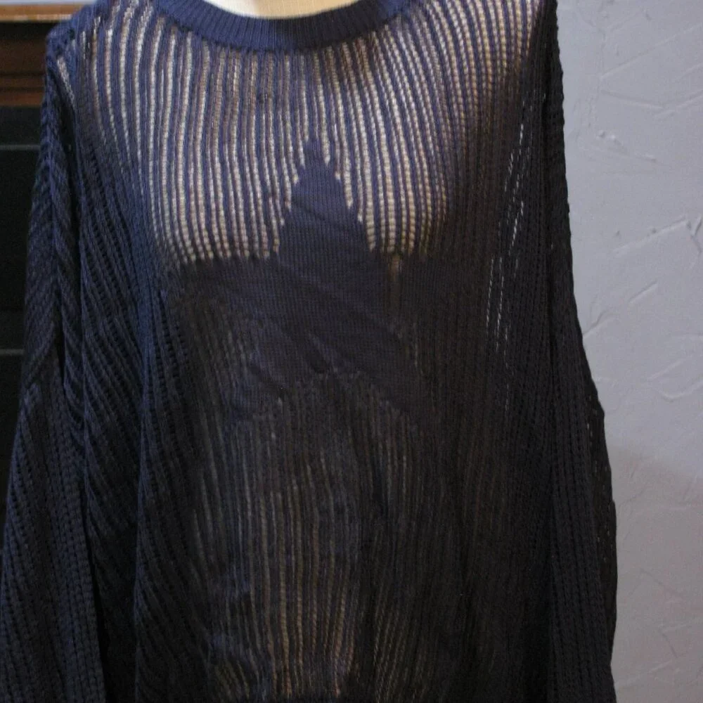 * Unbranded Slouchy Oversized Sweater XXL New Without Tags Blue Open Knit - Picture 2 of 3
